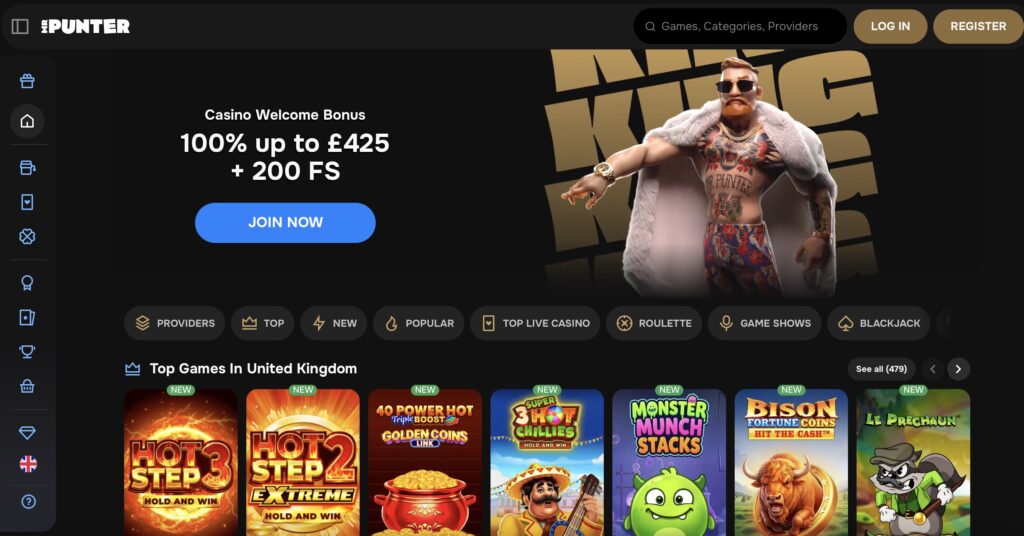 Mr Punter casino homepage