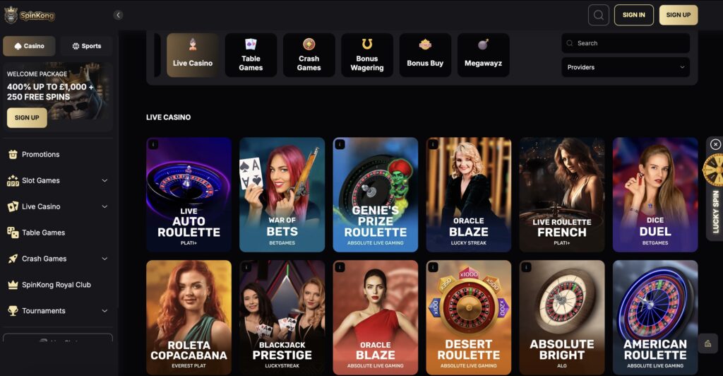 Spin Kong Live Dealer Casino