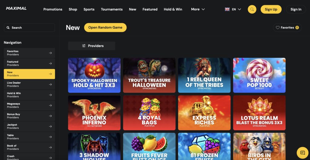 Maximal Bet new slot games
