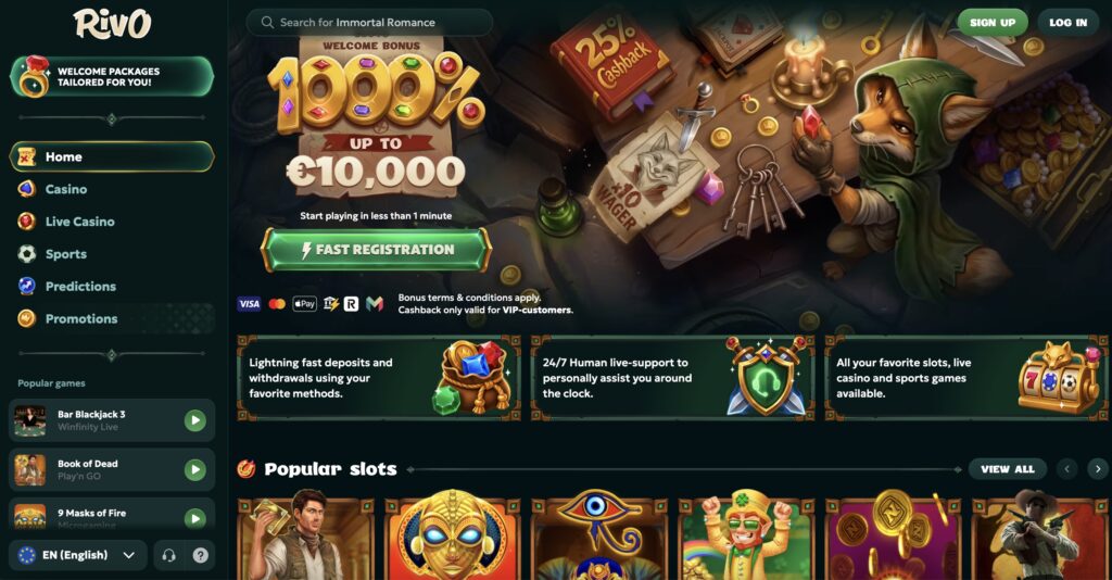 Rivo Casino homepage