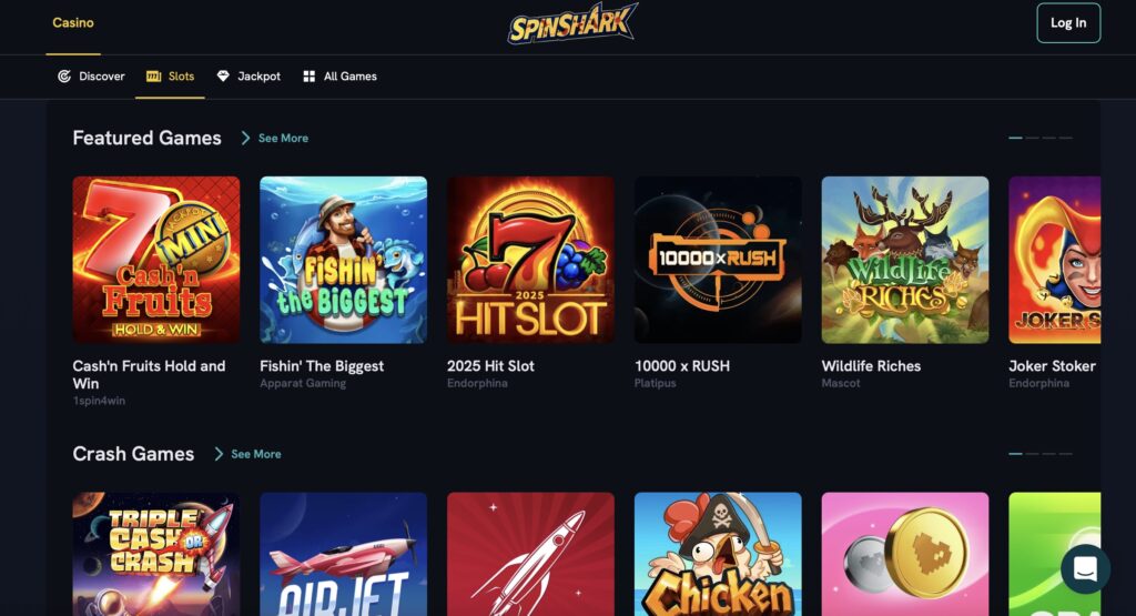 Spinshark casino slots library 