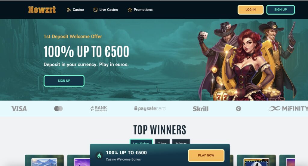 Howzit casino homepage