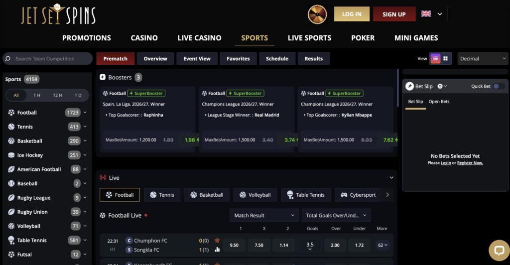 Jet Set Spins Sports Betting 