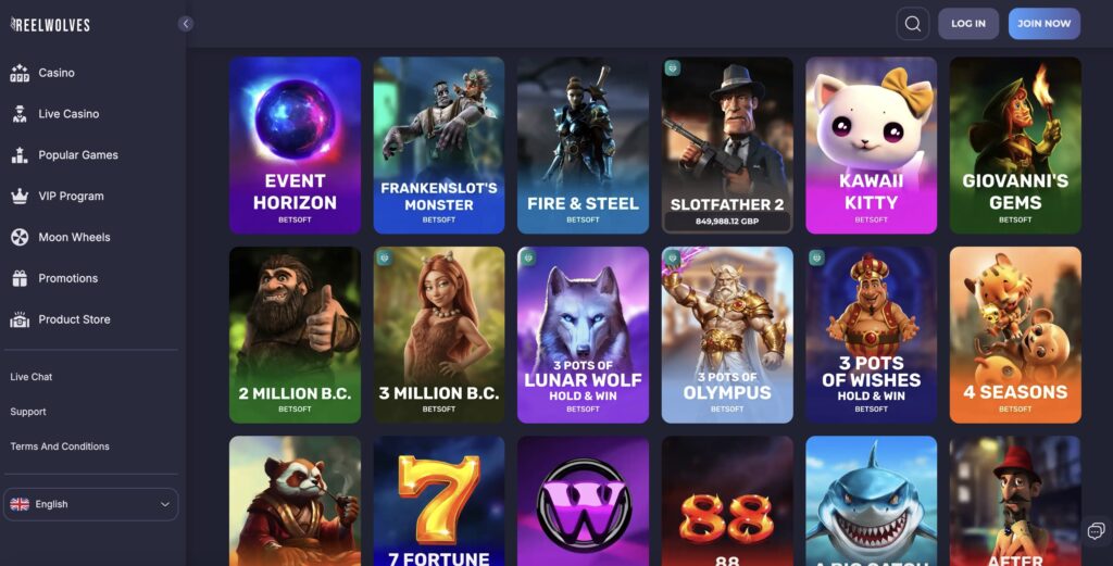 Reel Wolves Casino Games Library