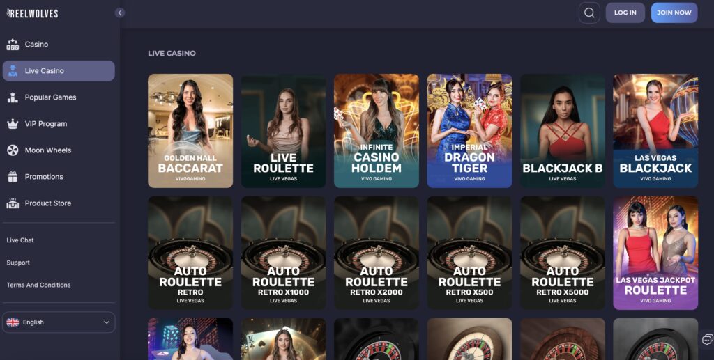 Reel Wolves Live Dealer Casino
