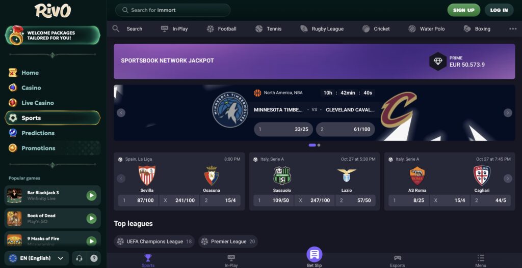 Rivo casino sports betting page