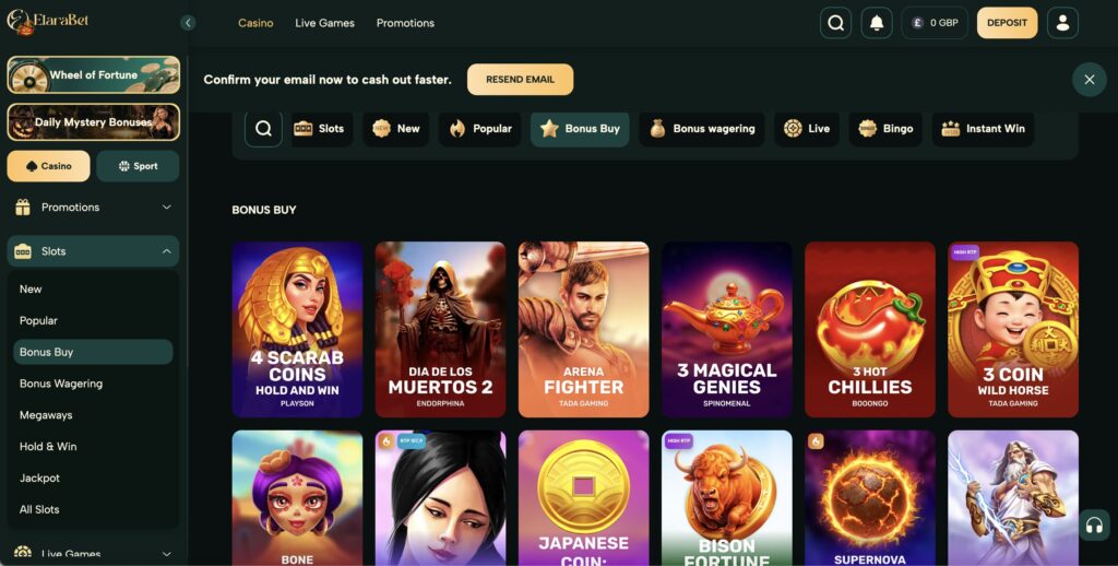 Elarabet bonus buy slots selection
