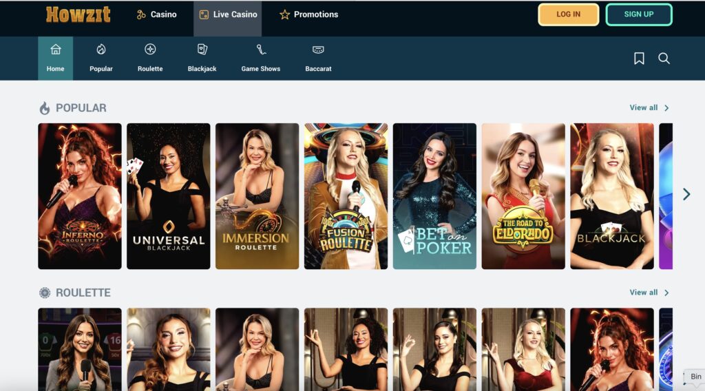 Howzit live dealer casino