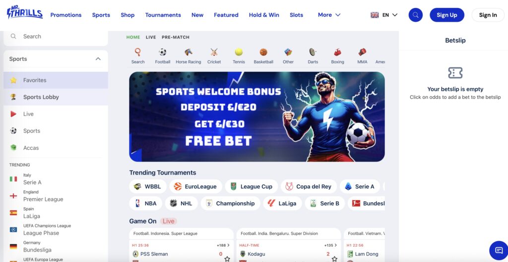 Mr Thrills Sport Betting Page