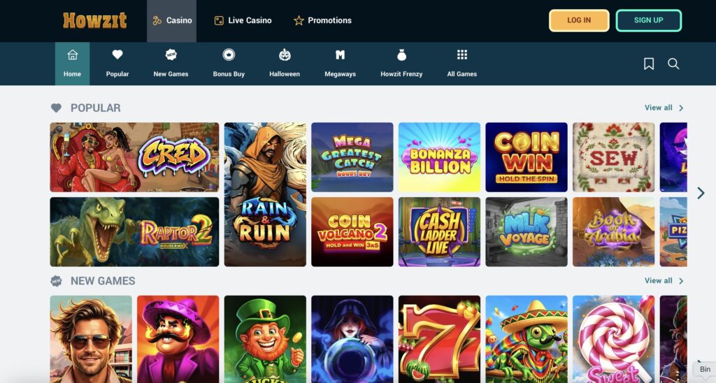 Howzit casino games library