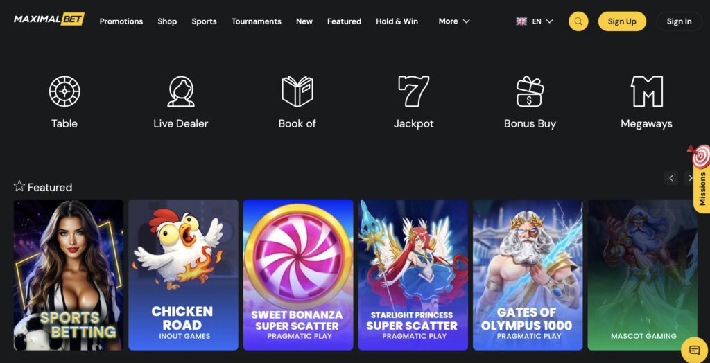 Maximal Bet homepage