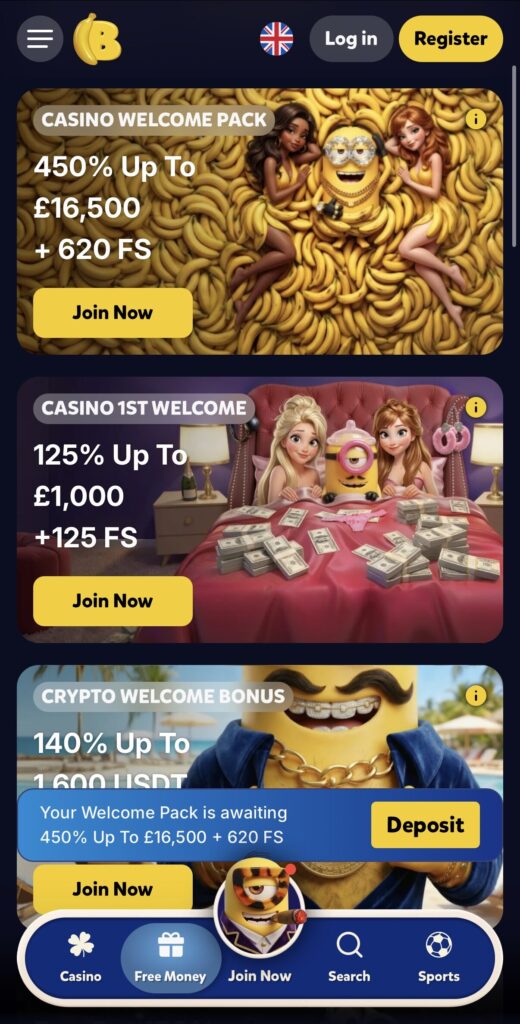 Bananzia promotions page.