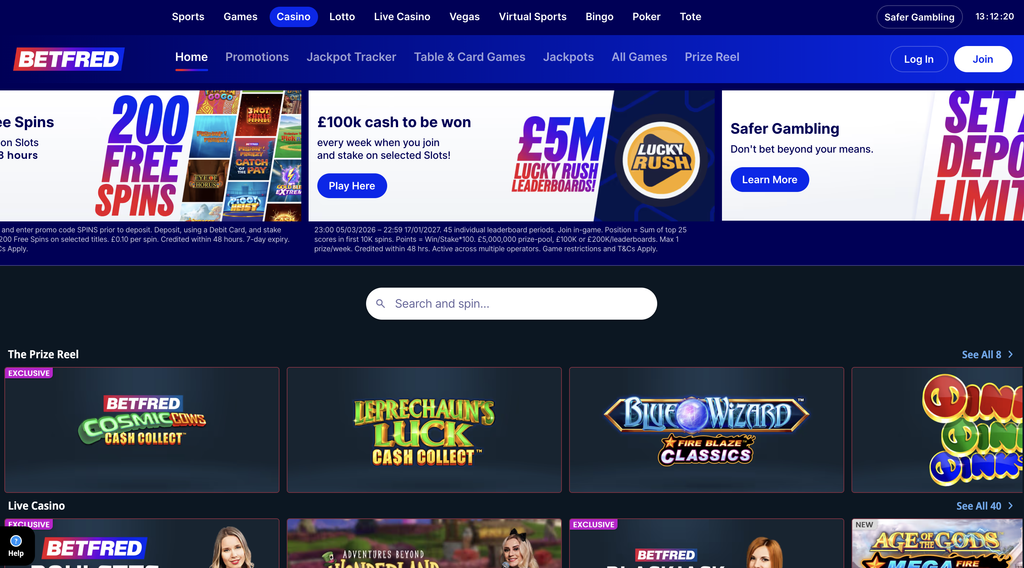 Betfred casino page