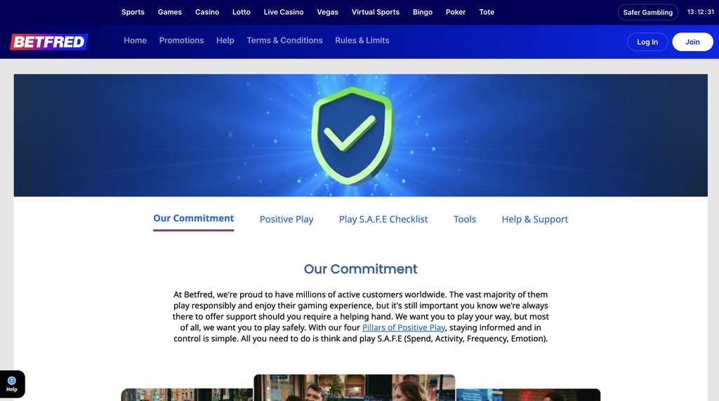 Betfred safe gambling page