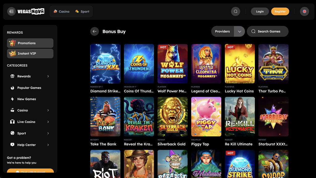 Vegas Nova bonus buy slots.
