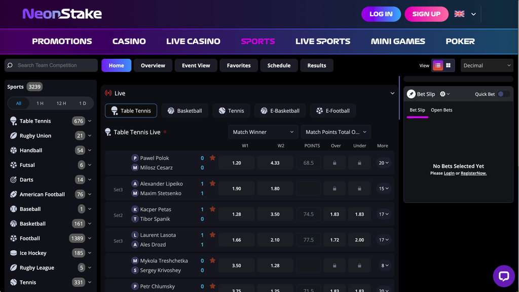 Neon Stake sports.