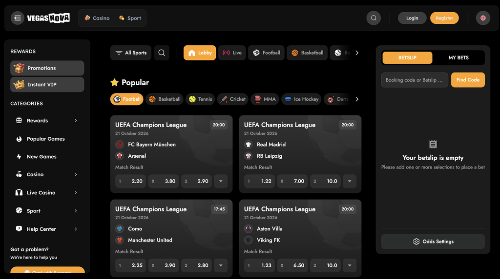 Vegas Nova sports betting.