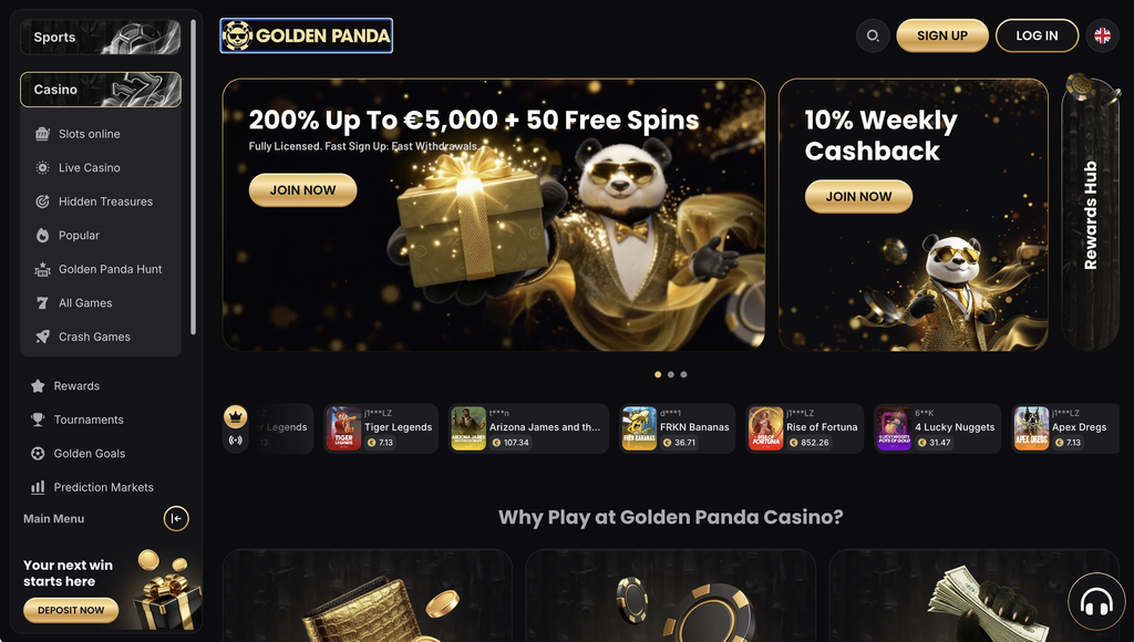 Golden Panda homepage.