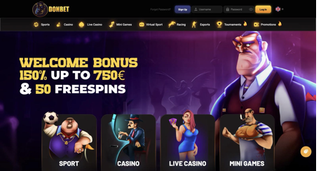 donbet casino homepage and promotions