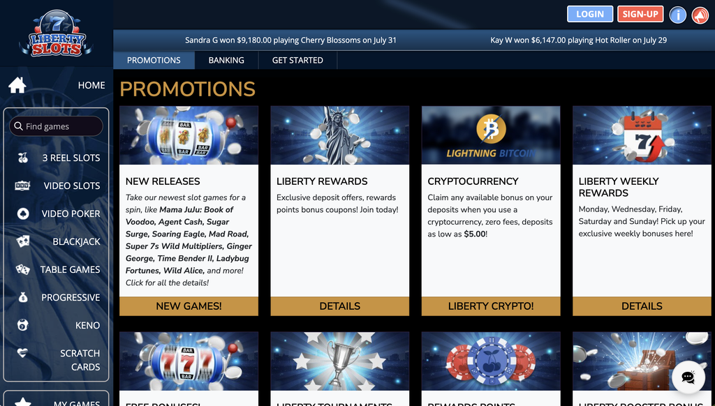 Liberty Slots promotions.